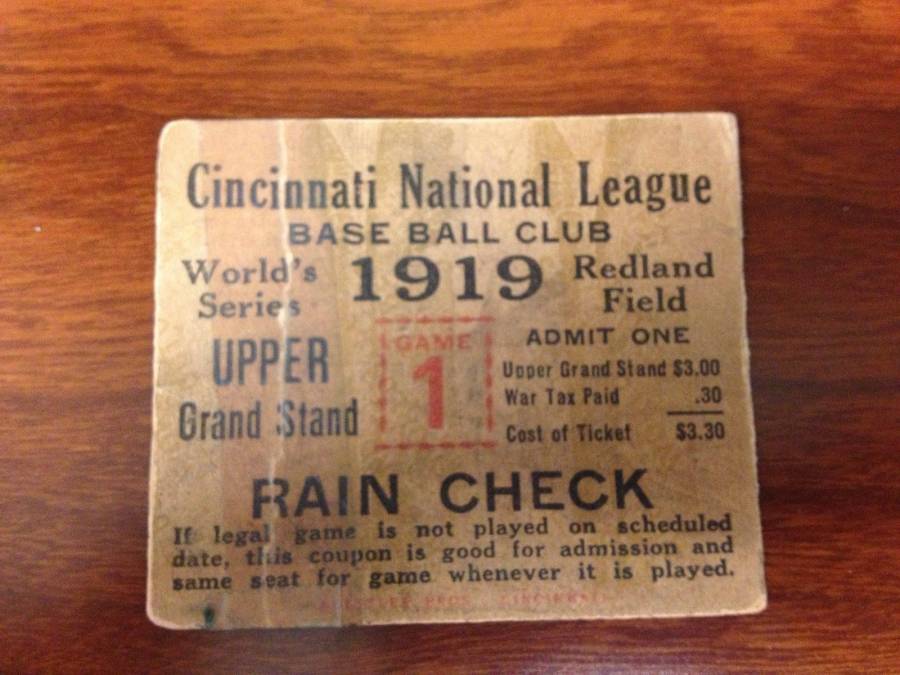 1919 World Series Game 3 Novelty Ticket Stub RP Chicago Black 